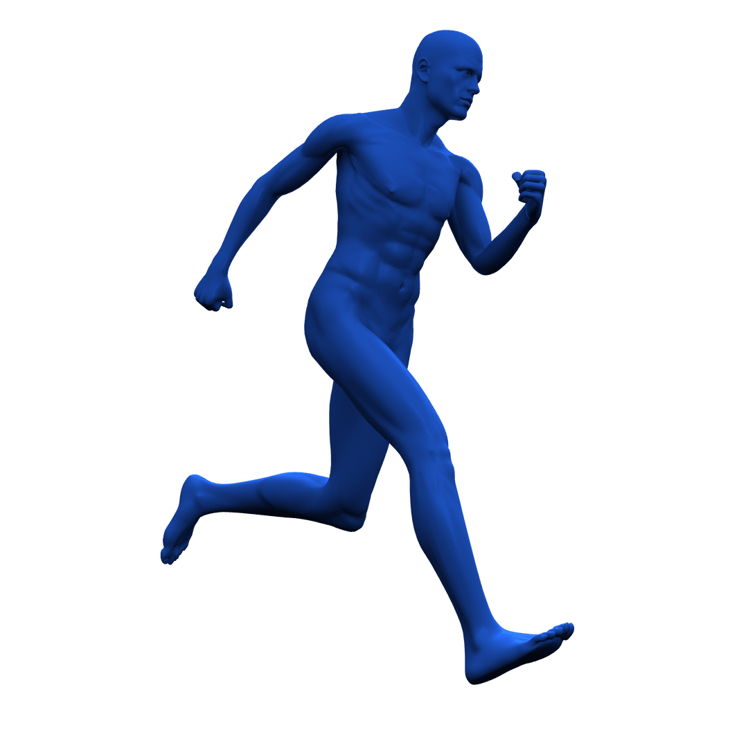 Dynamic Blue Human Running on Transparent Background