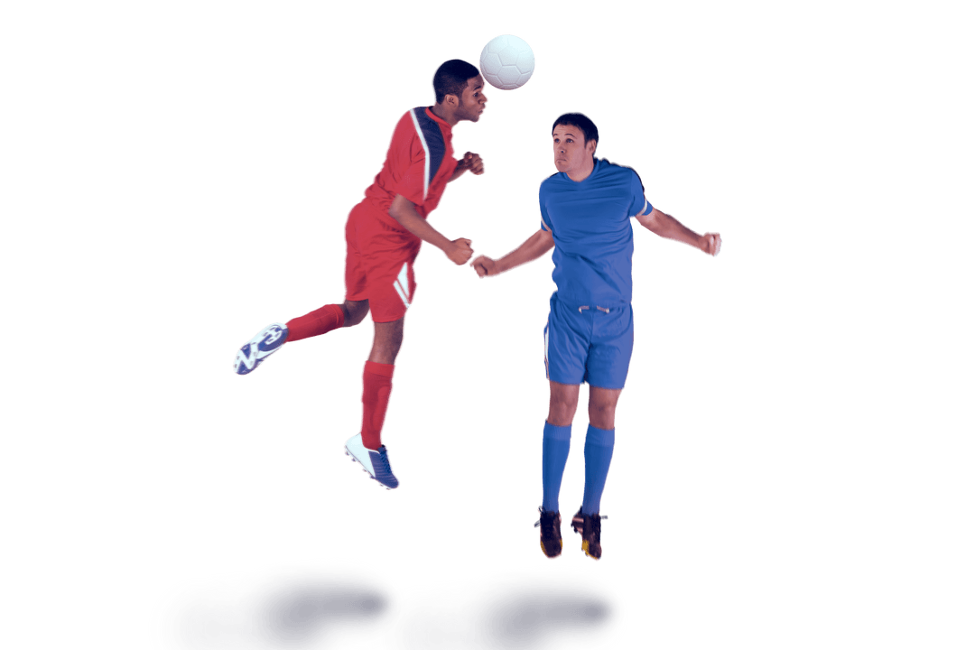 Footballers Competing for Ball on Transparent Background