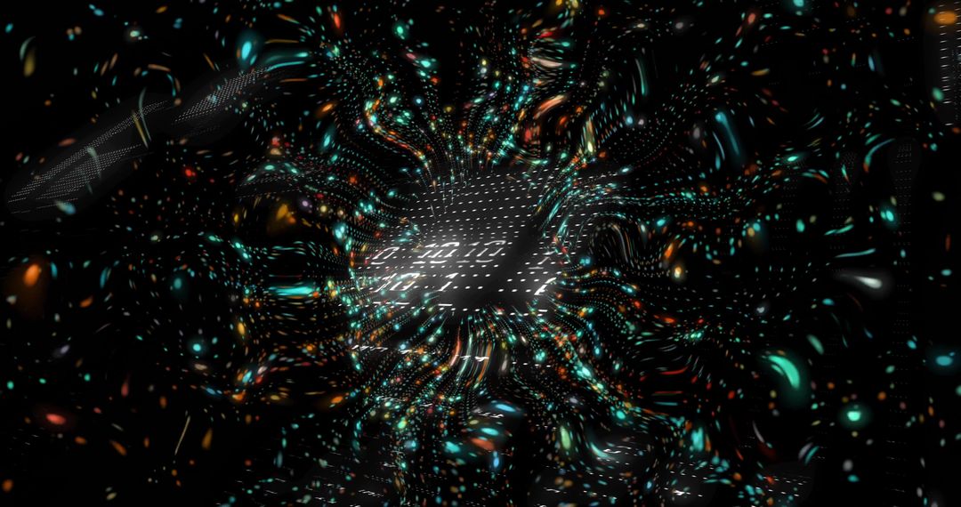 Futuristic Digital Data Vortex with Swirling Light Patterns