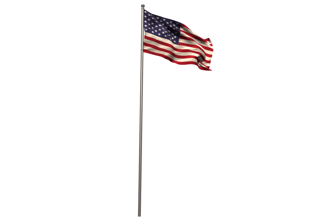 American Flag Waving Against Transparent Background