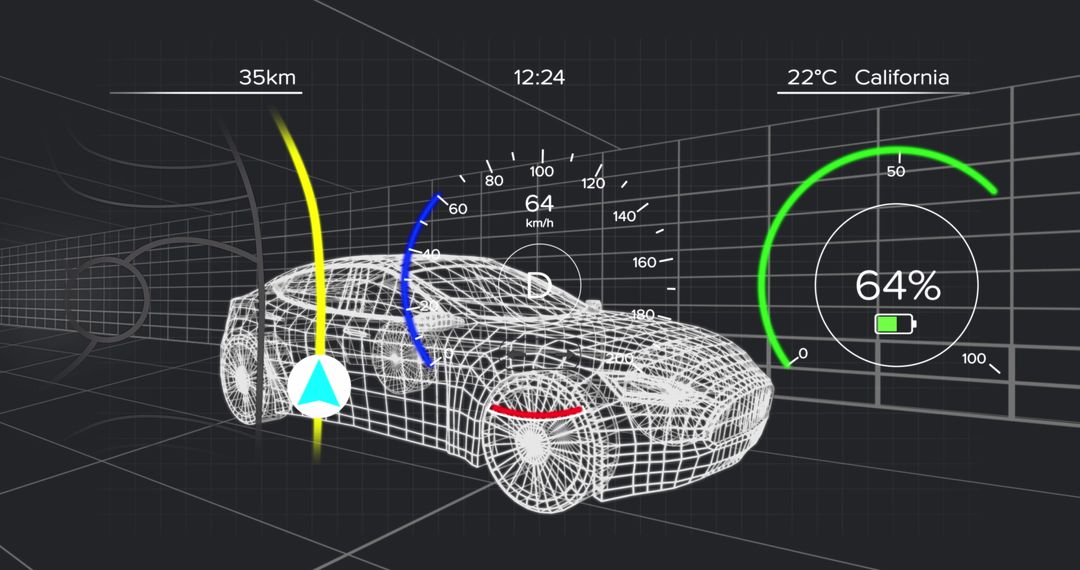 Futuristic Car Data Analysis Interface Display