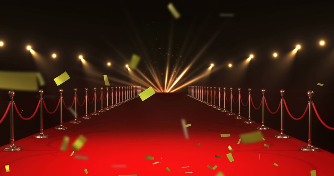 Golden Confetti Falling on Glamorous Red Carpet