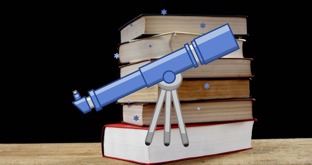 Books and Telescope Symbolizing Knowledge and Exploration