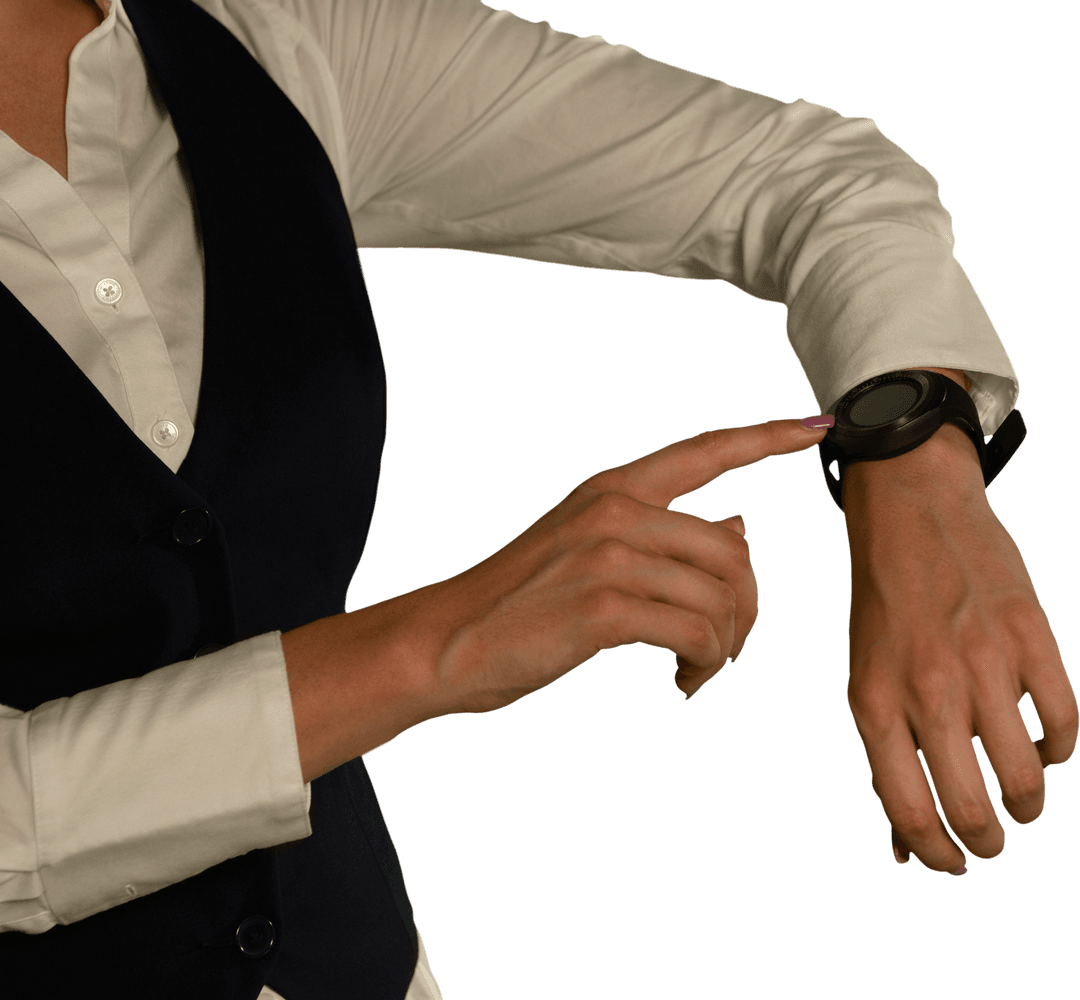 Transparent Close-Up Hands Checking Smartwatch Technology