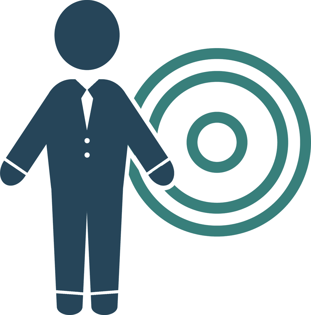 Transparent Businessman Icon with Target Symbol Overlay