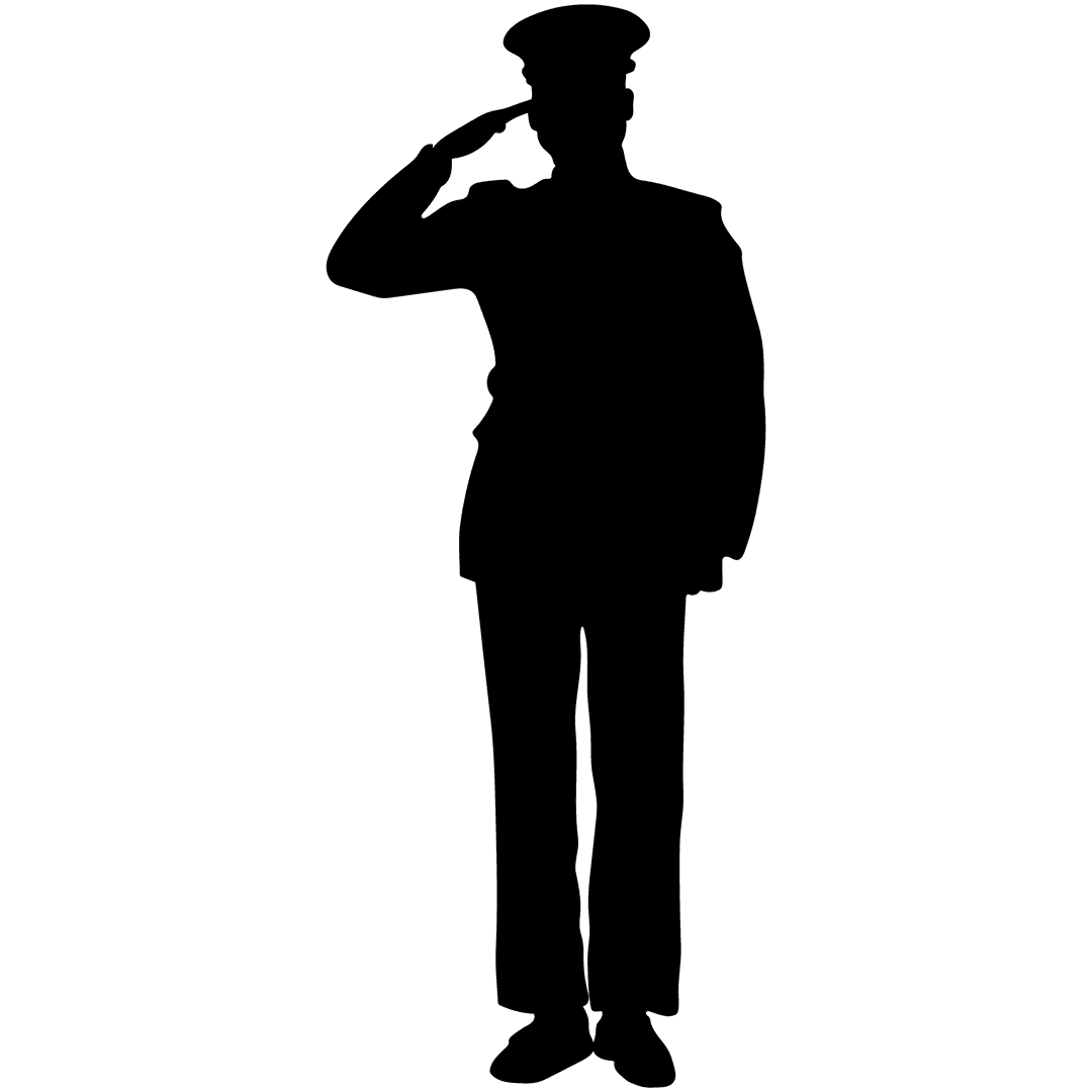 Silhouette of Soldier Saluting on Transparent Background