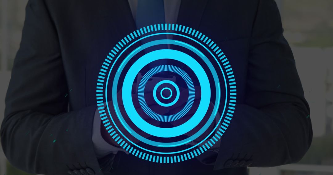 Futuristic Interface Circles Over Businessman Using Smartphone
