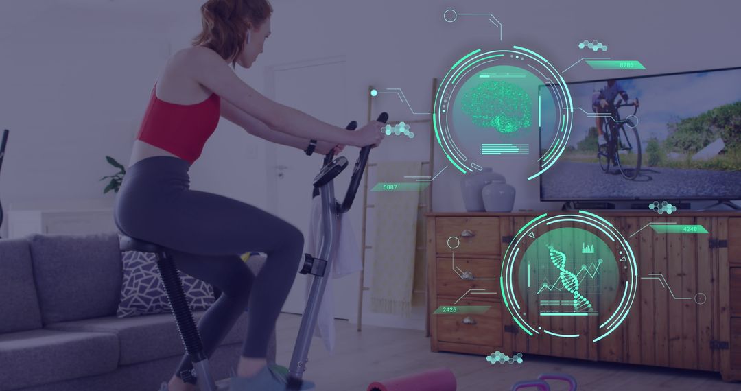 Innovative Home Fitness with Data Graphics Overlay