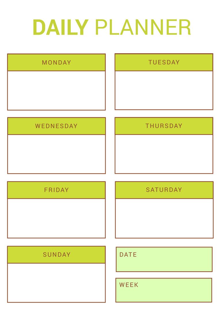 Bright and Organized Daily Planner for Weekly Productivity - Download Free Stock Templates Pikwizard.com