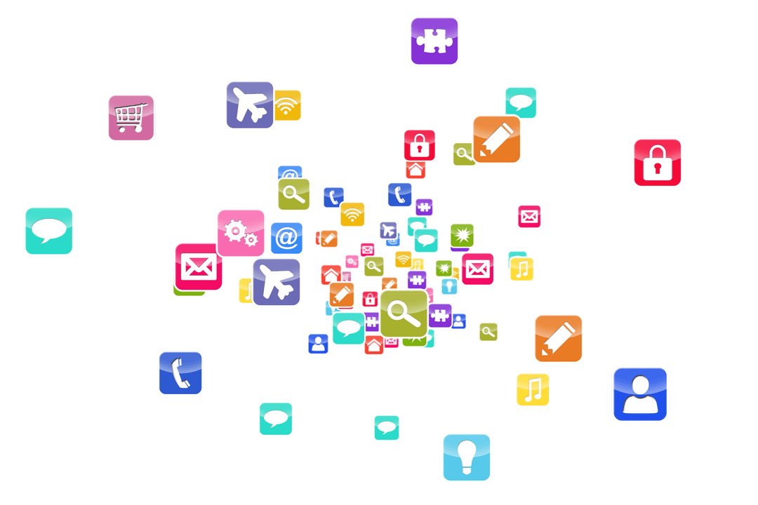 Colorful Social Media Icons on Transparent Background