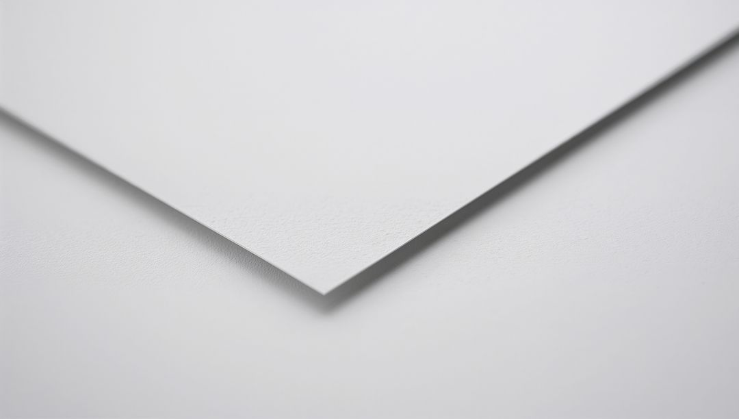 Minimalist Stacking Textured White Paper Sheets Casting Diagonal Shadow on Neutral Surface
