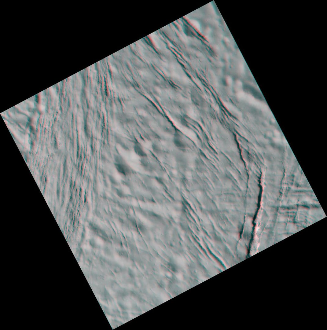 High-Resolution Stereo Anaglyph of Enceladus Surface from Cassini - Free Images, Stock Photos and Pictures on Pikwizard.com