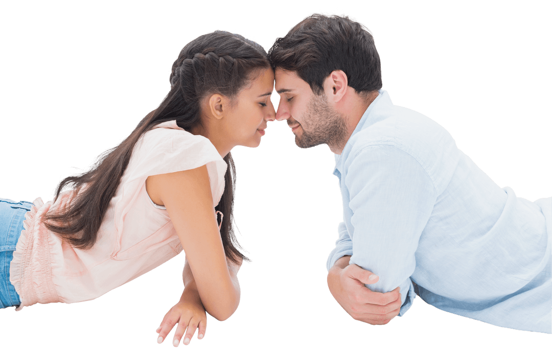 Transparent Smiling Couple Connecting Stay Happy