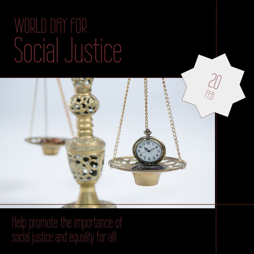 World Day for Social Justice: Equality Awareness Concept with Scales