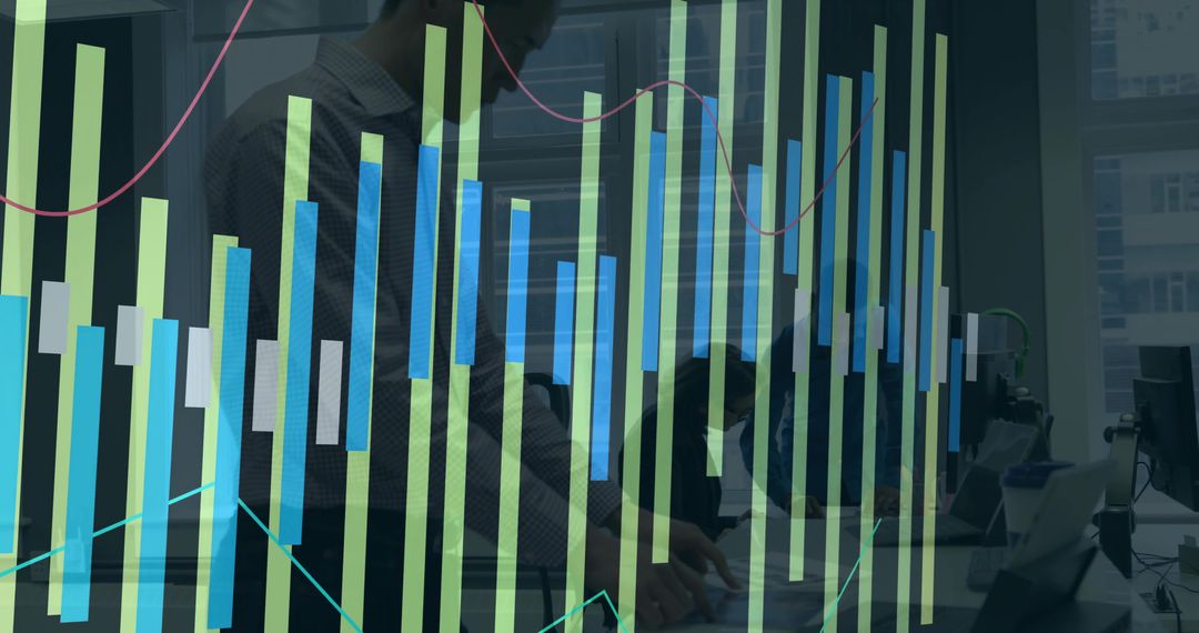 Business Professionals Analyzing Data with Chart Overlay