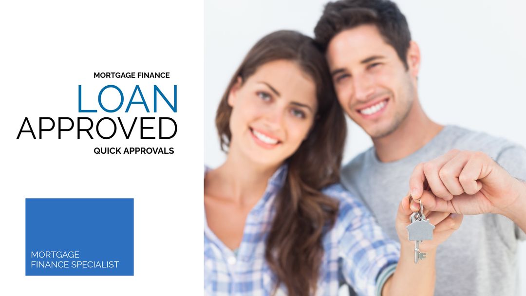 Excited Couple Celebrating Home Loan Approval with Keys