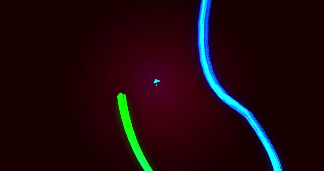 Vibrant Neon Light Trails in Dark Cubic Landscape