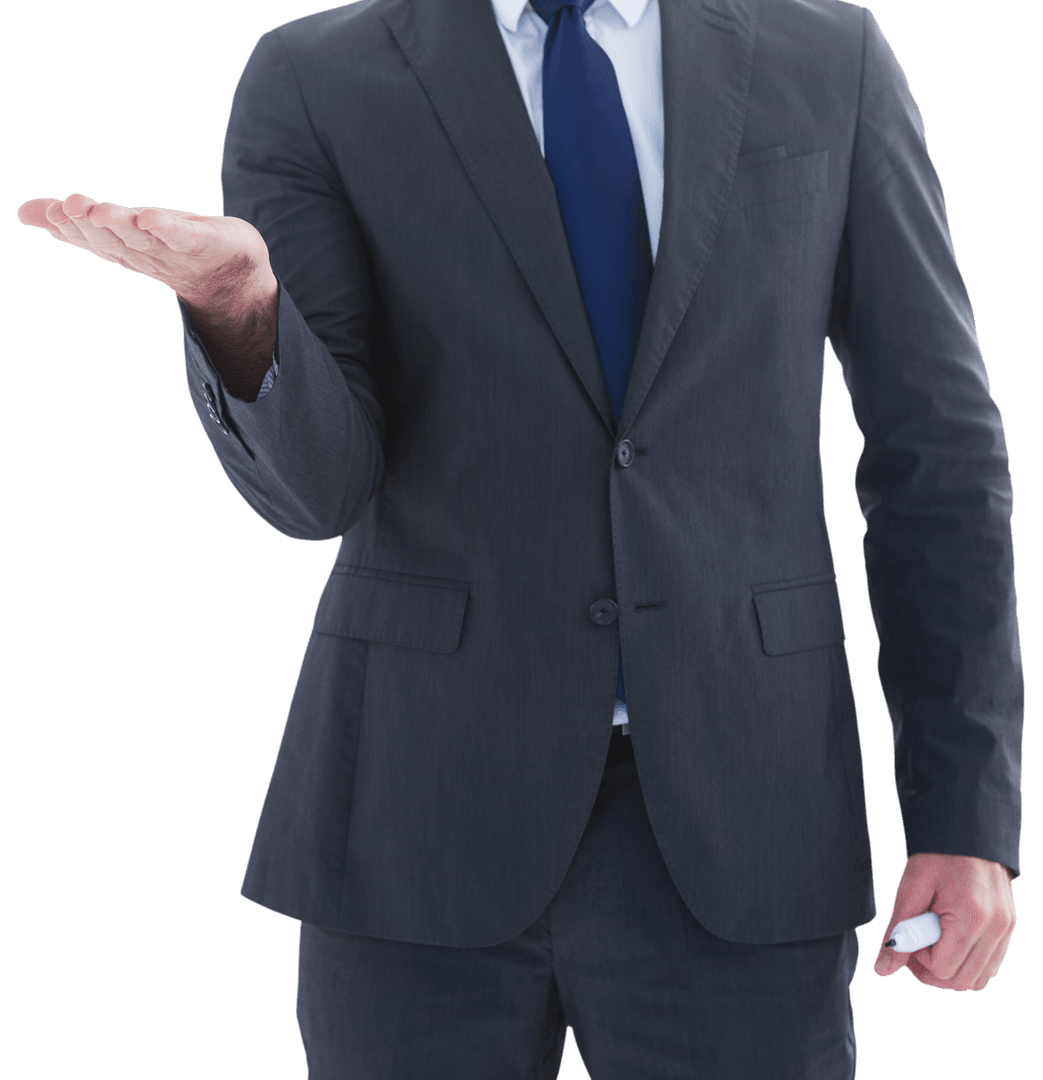 Businessman Holding Hand Out in Gesture Transparent Background