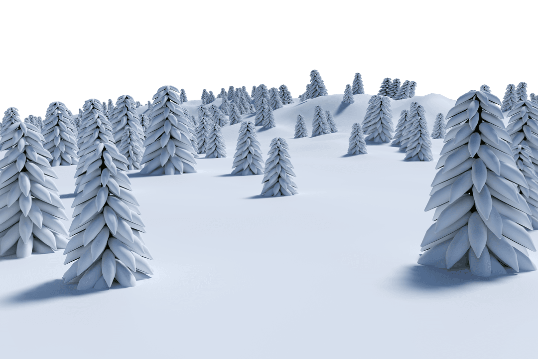 Snow-Covered Pines on a Transparent Background for Winter Designs