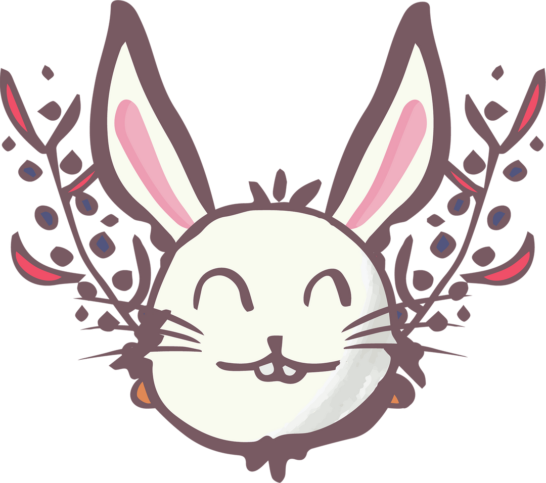 Happy Rabbit with Floral Elements on Transparent Background - Download Free Stock Images Pikwizard.com