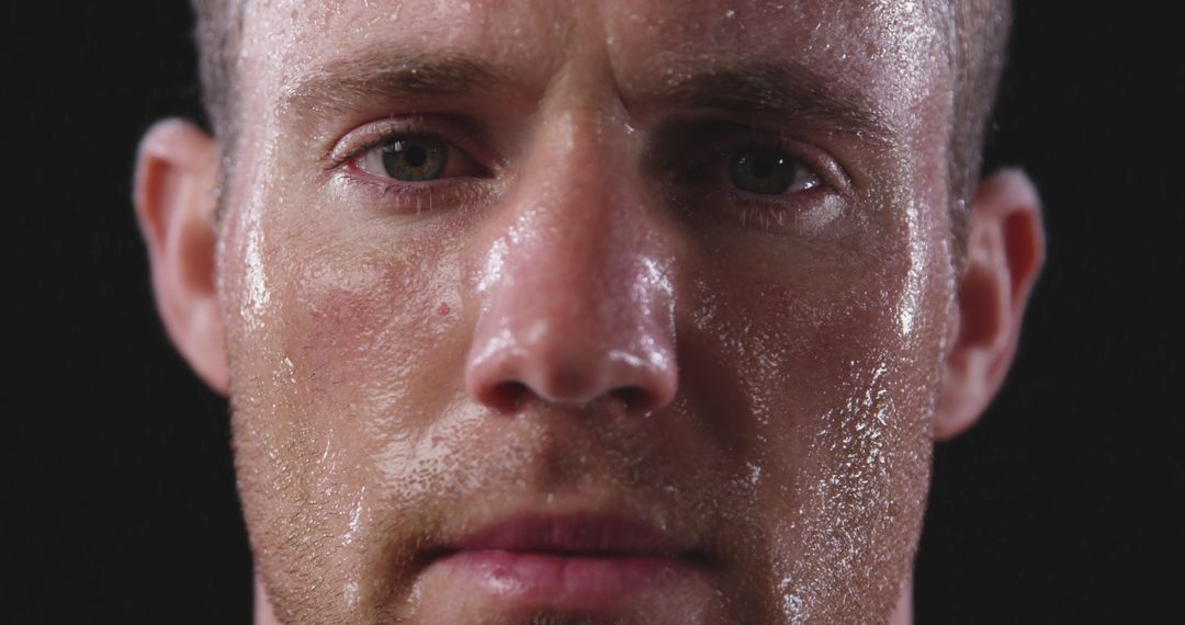 Close-Up of Determined Sweat-Covered Athlete - Free Images, Stock Photos and Pictures on Pikwizard.com