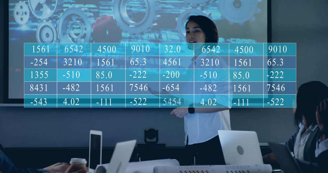 Business Presentation with Data Analysis in Modern Office