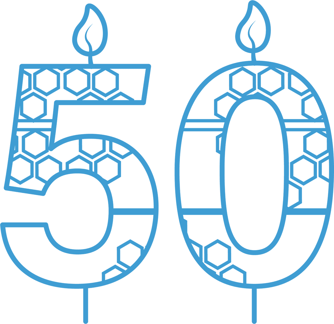 Transparent Blue 50th Birthday Candle Illustration with Pattern