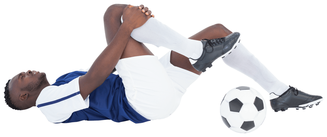 Injured Football Player Lying Down on Transparent Background