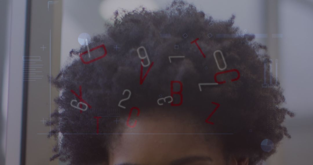 Abstract Digital Data Above Businesswoman's Head