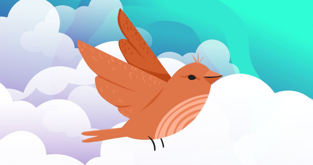 Red Bird in Ecological Digital Art Theme