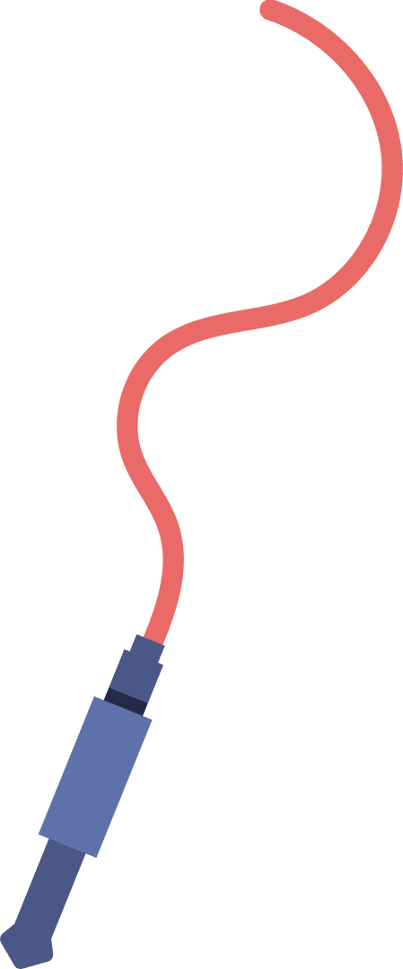 Transparent Vector Art of Jump Rope with Red Cord and Blue Handles