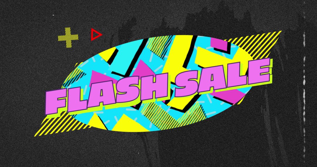 Retro 'Flash Sale' Bubble with Vibrant Abstract Shapes