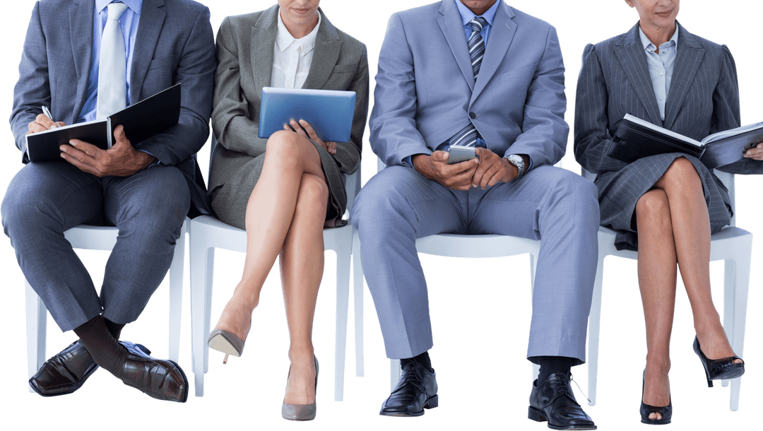 Transparent Background of Business Professionals Sitting in Formal Attire