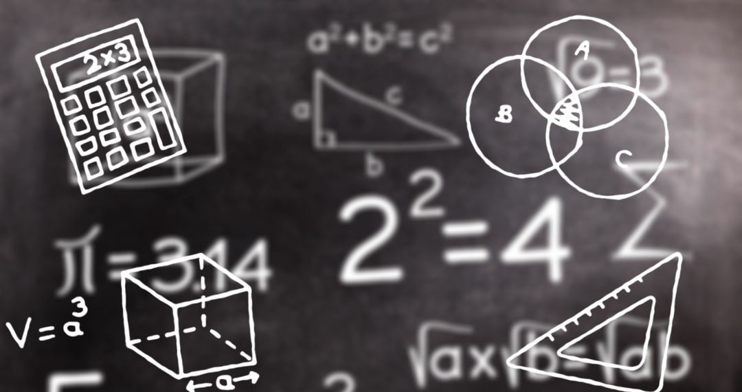 Mathematics Symbols and Equations on Chalkboard Background
