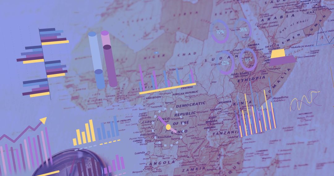 Global Financial Data Analysis Over World Map Background
