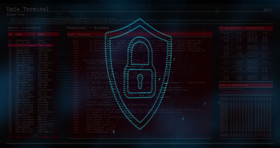 Futuristic Data Security Interface with Digital Lock Symbol