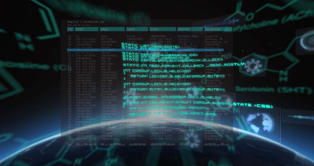 Global Data Interface With Sci-Fi Digital HUD Over Earth