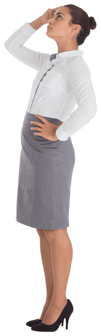 Transparent Businesswoman Pondering on Career Strategy