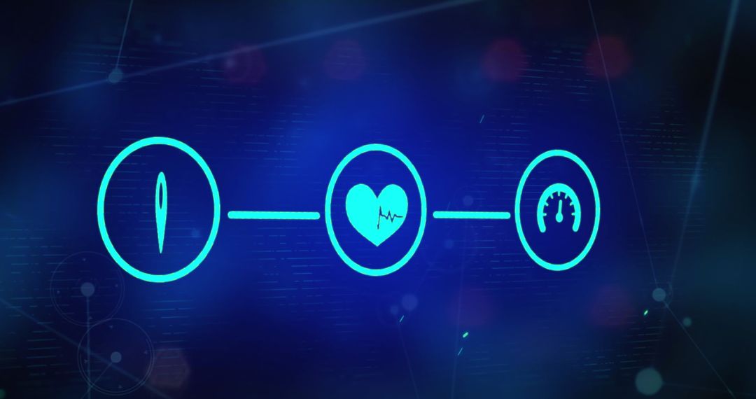 Digital Interface with Connected Health and Technology Icons