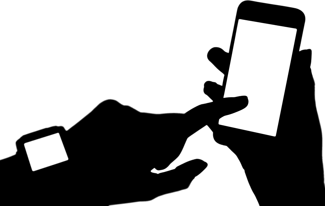 Silhouette of Hands Holding Smartphone with Transparent Screen