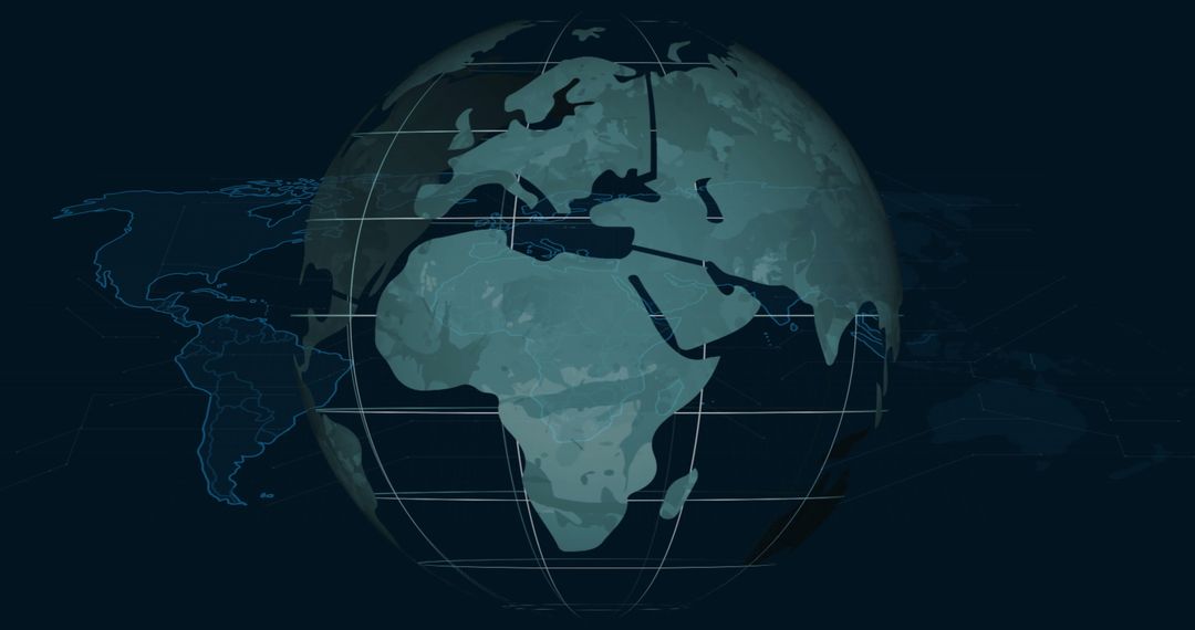 Digital Globe with Grid and Network Arcs on Navy Background
