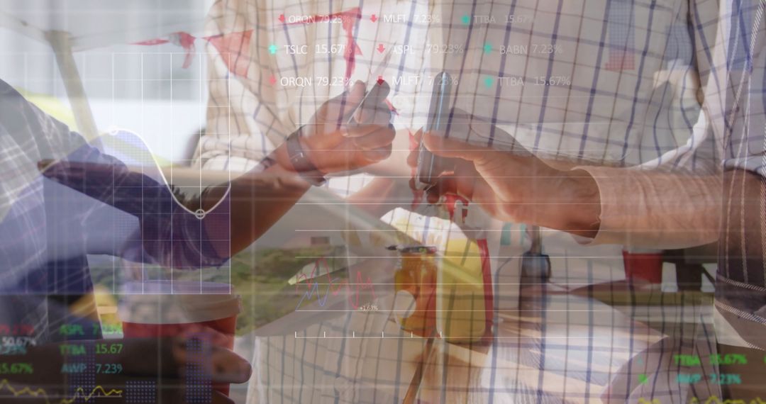 Business Executives Analyzing Data with Screen Overlay