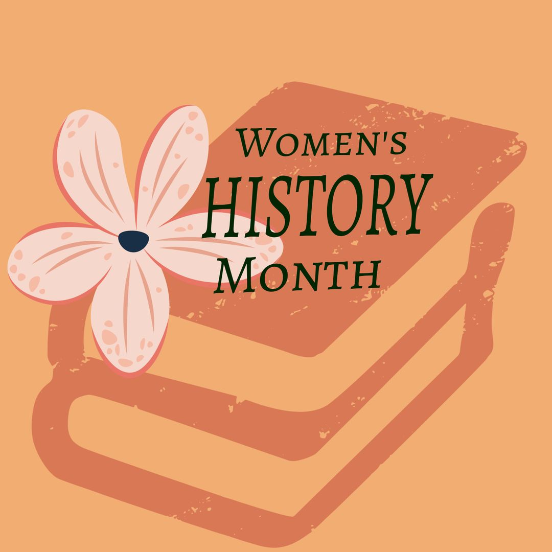 Women's History Month Celebration with Book and Flower Design
