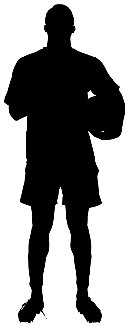 Silhouette Image of Football Player on Transparent Background