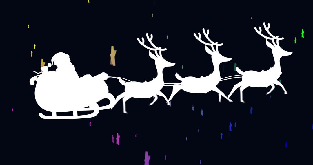 Silhouette of Santa's Sleigh With Reindeer and Falling Stars