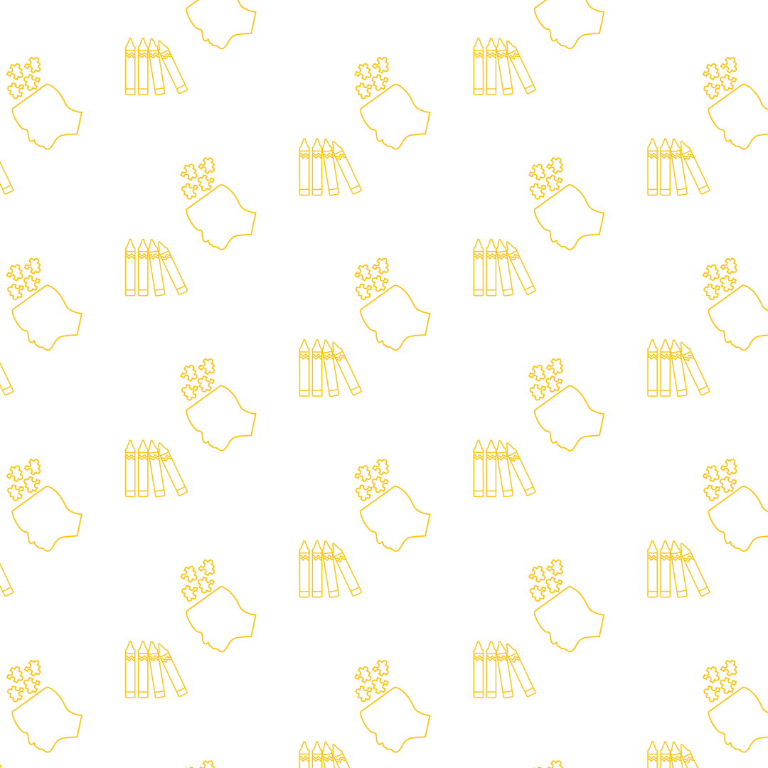 Repeated Puzzle Heads and Crayons on Transparent Background