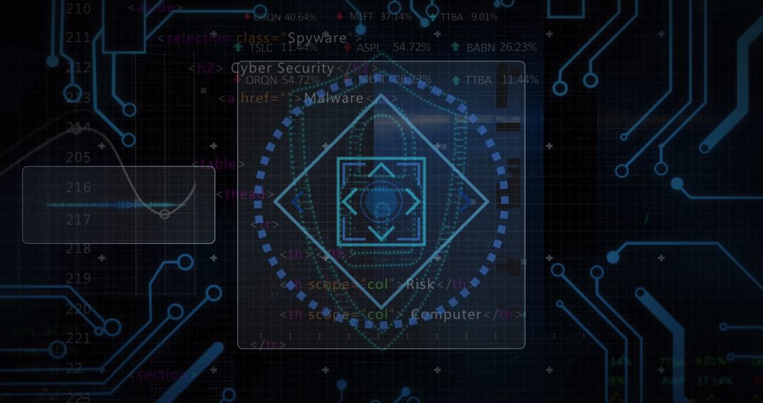 Futuristic Digital Interface with Cybersecurity Elements