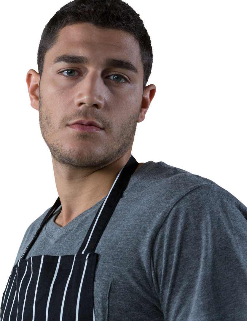 Transparent Portrait of Confident Young Male Waiter in Apron - Download Free Stock Images Pikwizard.com