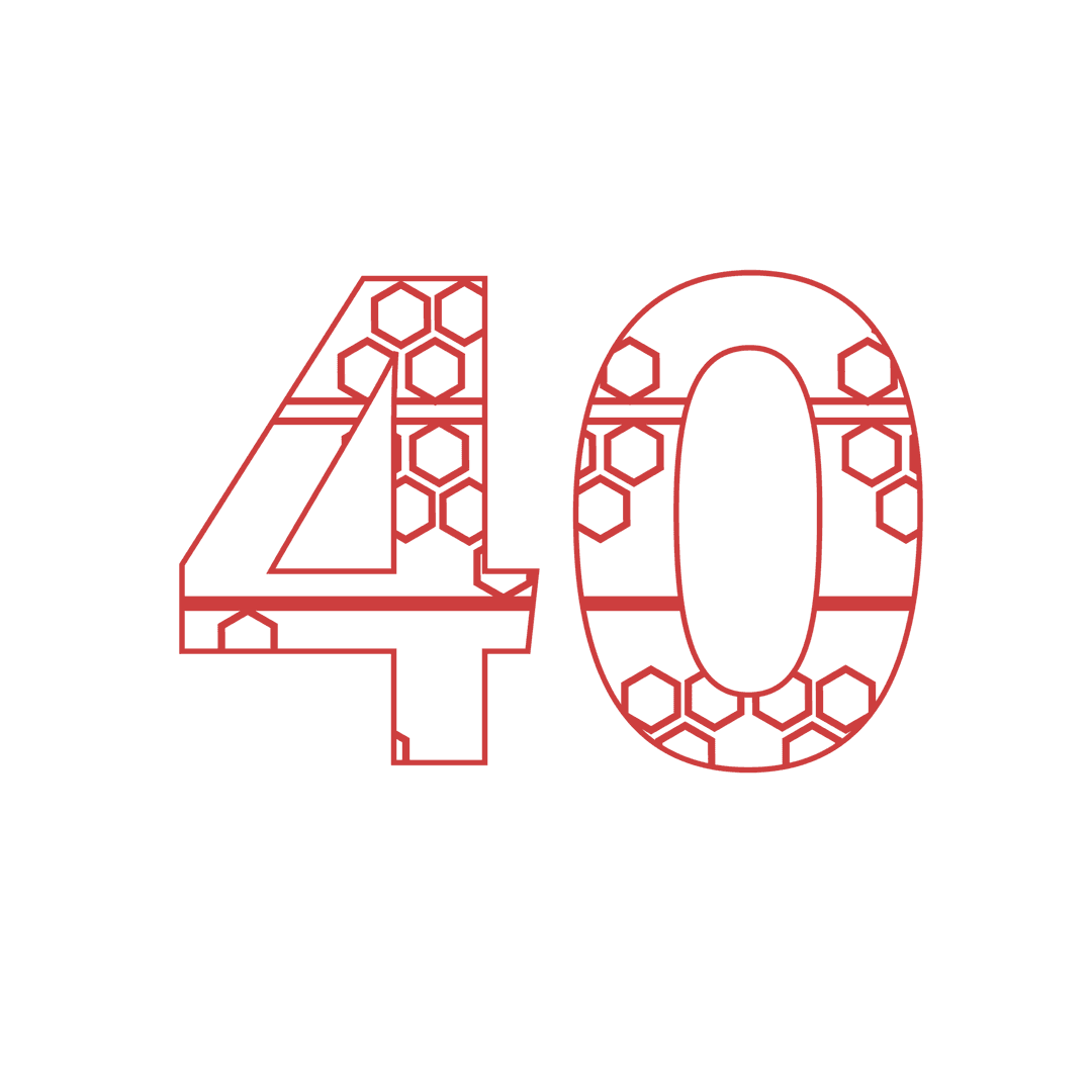 Red Number 40 with Geometric Pattern on Transparent Background