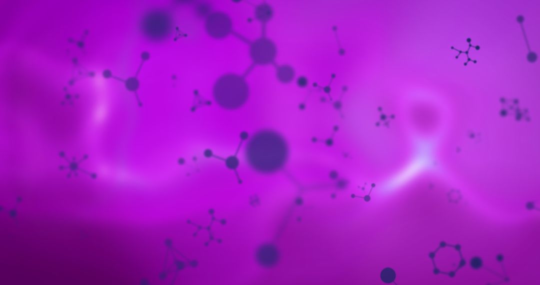 Purple Molecule Animation on Vibrant Halftone Background
